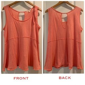 Anthropologie Coral Keyhole Tie-Shoulder Tank